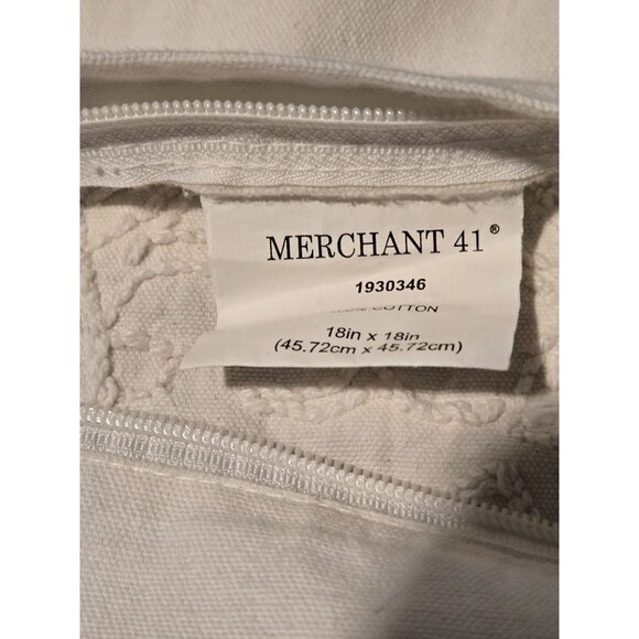 Set Of 2 Decorative Pillow Covers 18"x18" Merchant 41 Gray & White Rayon/Wool/Co - Picture 7 of 9